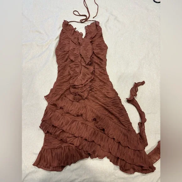 RED WINDSOR DRESS XS and BROWN ZARA RUFFLE DRESS XS - Picture 6 of 9